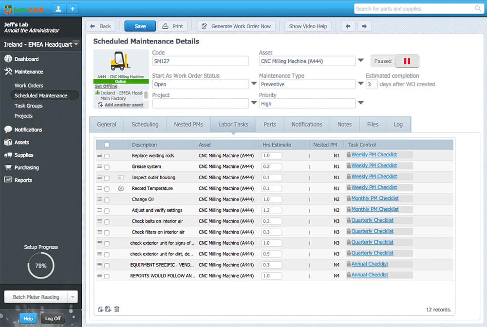 Nested Preventive Maintenance Or Nested Pms