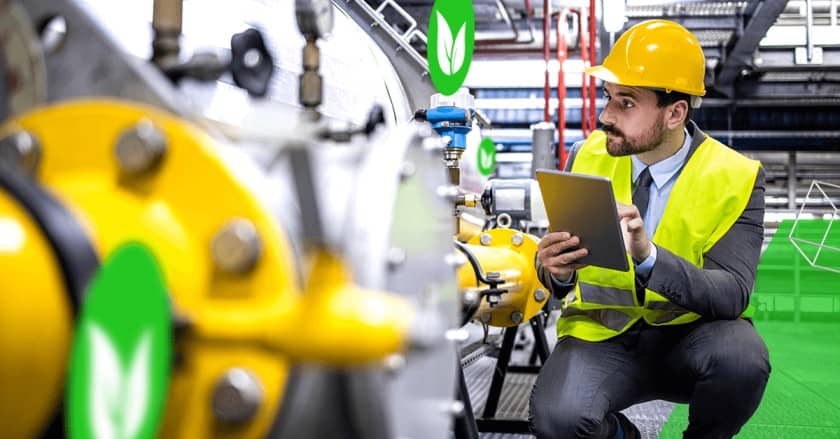 Maintenance manger checking on the equipment status on the mobile CMMS app