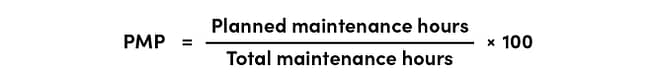 PMP = Planned maintenance hours ÷ total maintenance hours x 100